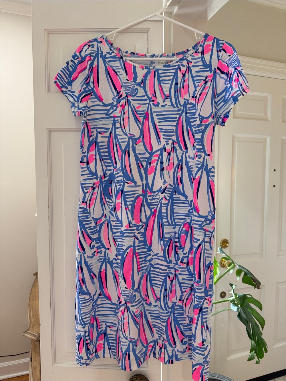 Lilly Pulitzer Blue and Pink Sailprint Short Sleeve Shift Dress